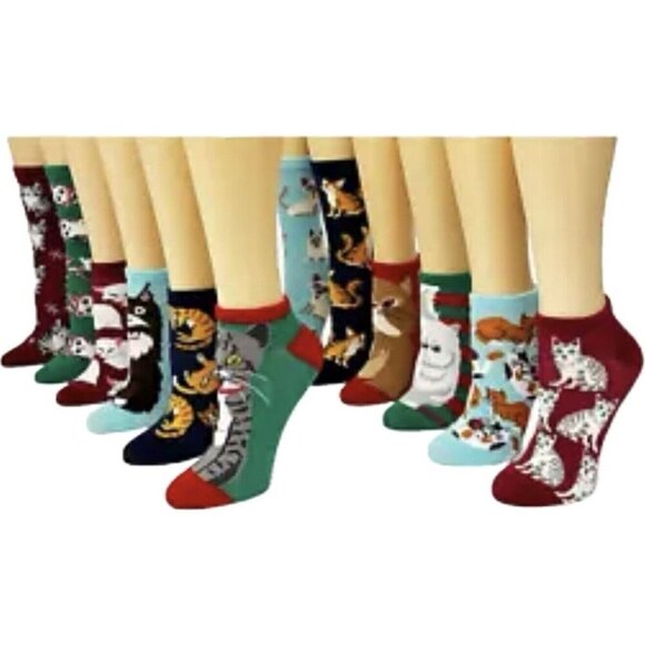 Hyp 12 Days of Socks Kittens & Cats Graphics Ankle & Crew Socks Size 4-10 - Picture 3 of 5